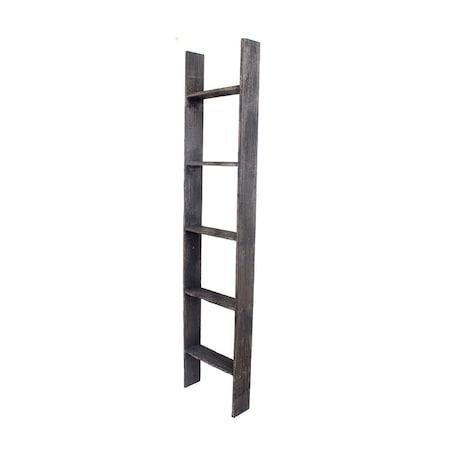 Barnwoodusa Rustic Farmhouse 5ft Reclaimed Wood Picket Ladder (Black) 672713212522